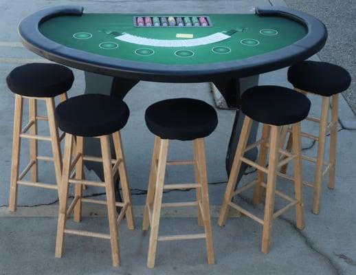 Blackjack table with stools.