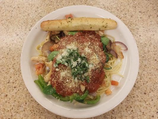 Today's featured "Chef's Station" special is: Lots-A-Pasta! With your choice of noodles, vegetables, and sauce...