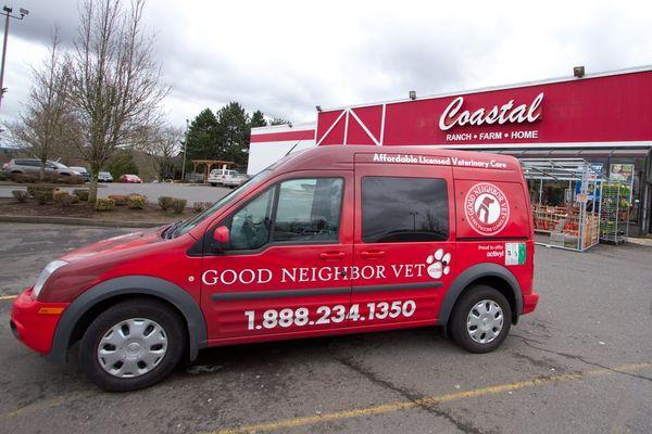 We're Good Neighbor Vet, emphasis on Neighbor. You can find us just about anywhere-even at your neighborhood feed store!