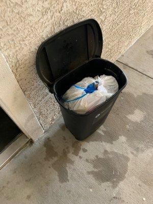 our normal sized garbage which Falconhead claims is oversized.  They really didn't want to pick it up because it has ants.