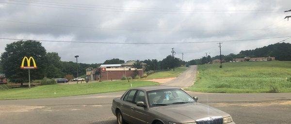 Front door looking a McDonalds and Cherokee County jail.