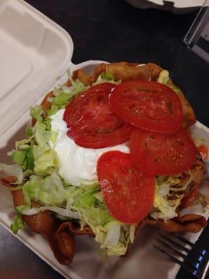 Vegetarian Taco Salad $6.49 with tomatoes added from The Bronco