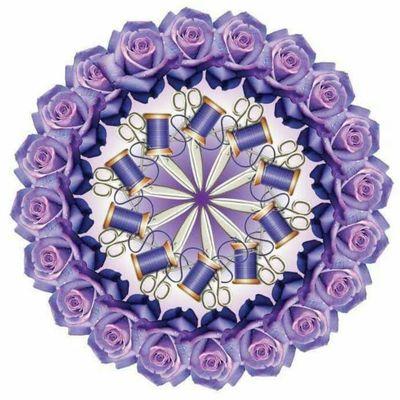 A Lavender Rose quilting mandala made by our shop owner, Stephanie