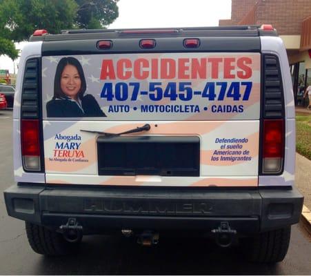 You'll see us around Central Florida. Give us a call if you need legal assistance with your Accident case (407)545-4747.