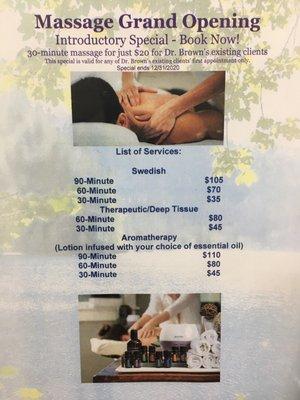 Massage rates