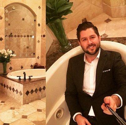 Rub-a-dub-dub , real estate agent in a tub.