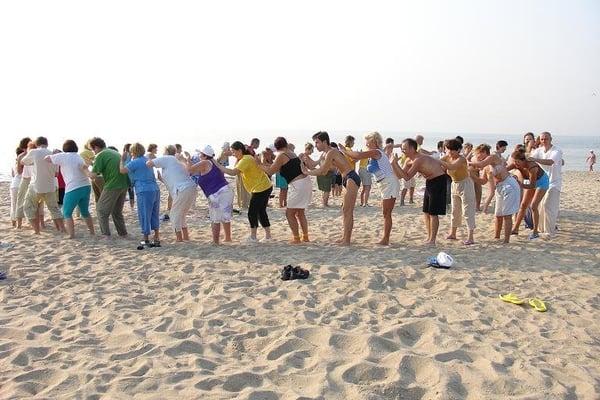 Qigong practice on the beach