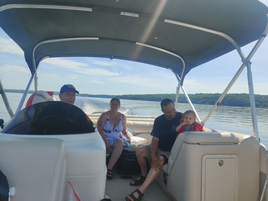 Family on Rubber Ducky Pontoon