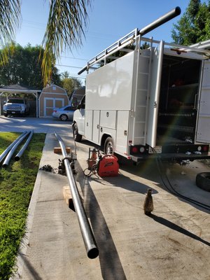 Trenchless sewer line repair.