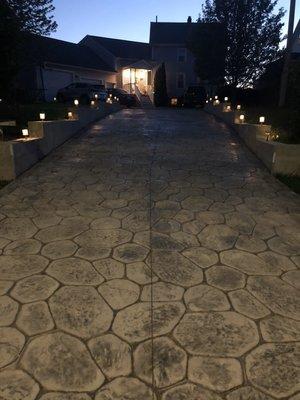 Stamped concrete driveway