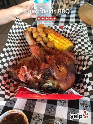 Turkey leg, fried okra & corn