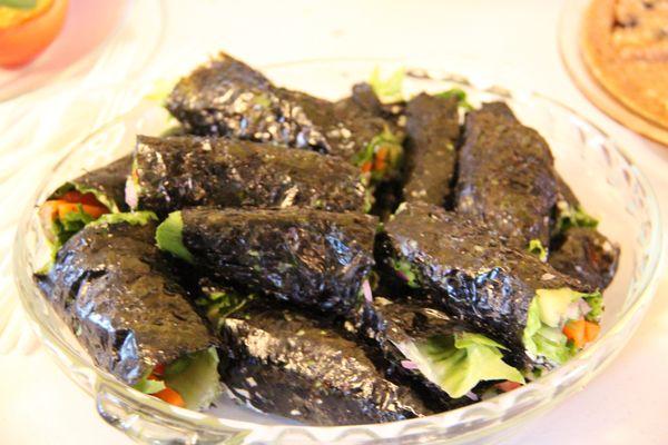 Nori rolls prepared by students in  our raw and living food class!