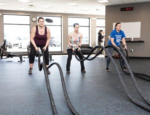 Battle Ropes in our Bootcamp Circuit Sessions