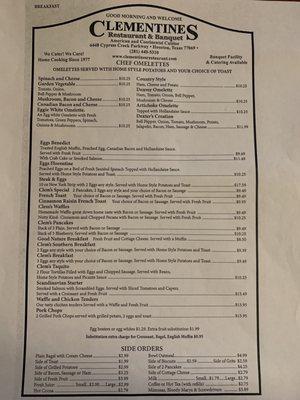 breakfast & brunch menu