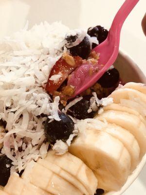 So good! Their power bowls are just as the name implies. Power packed with fresh fruit, sweet shredded coconut and natural granola.