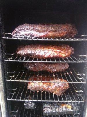 Smoking my famous brisket and KC style burnt ends.