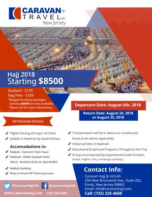 Hajj 2018 - Limited seats available. Sign up today! 732-225-4050