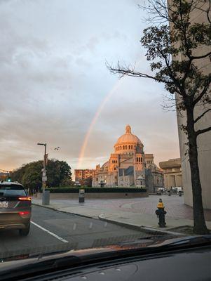 A morning rainbow over The Mother Church.