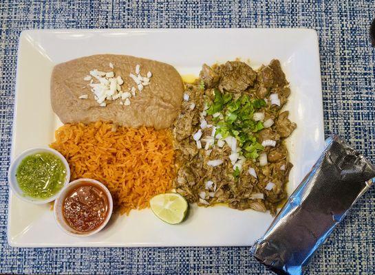 Chile Verde with Rice and Beans