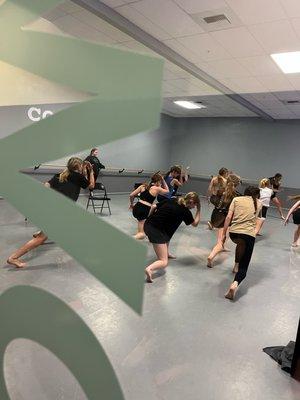 A view into Studio 2 as some Team TDC dancers rehearse