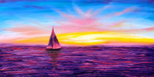 "Violet Sails", original oil by James E Dunbar