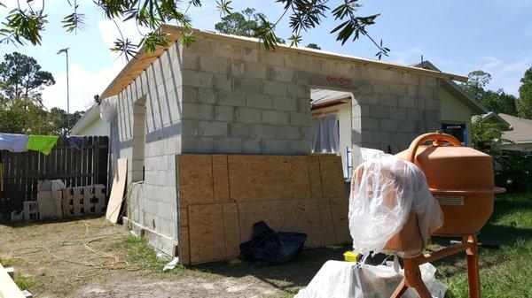 Hand made trusses installed.