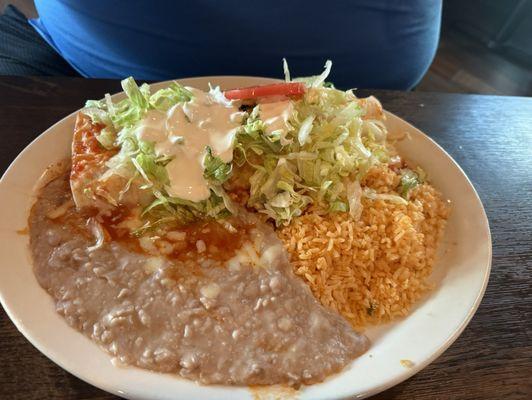 Steak and chicken burrito