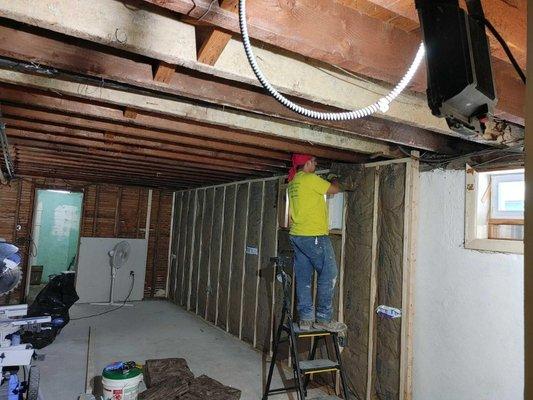 Framing and insulation in Marine Park basement