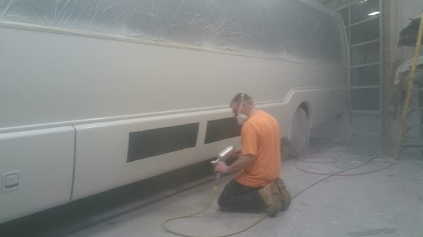 Hard at work doing a paint job