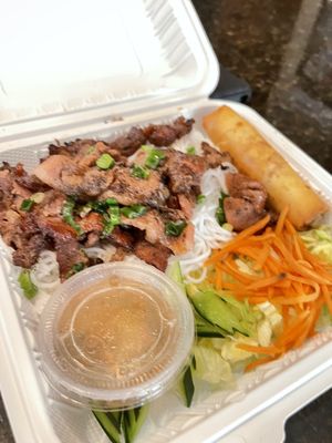 V2 vermicelli with grilled pork and egg roll