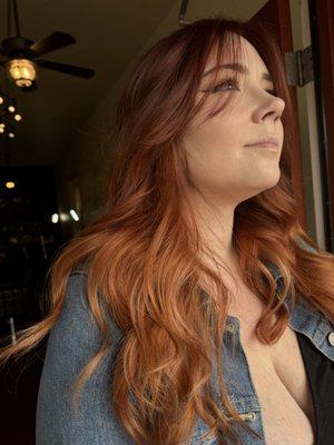 Vivid red copper balayage by katelyn