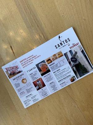 A menu from Santos