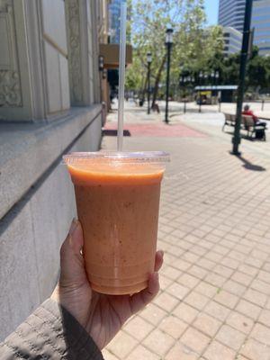 Strawberry, banana, mango smoothie