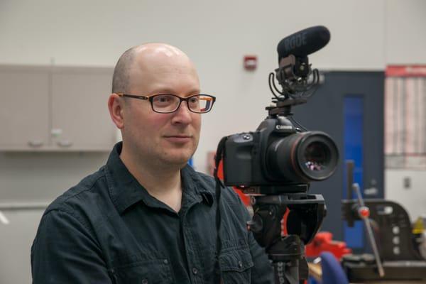 Brian concentrating on capturing the story. (photo Sean Kafer)