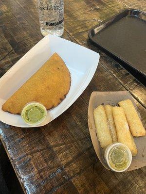 Empanada and yuca fries