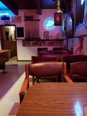 Tables and chairs. Great lighting.