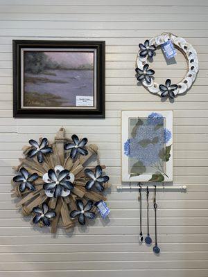 Original artwork by Cassandra Guidess and beautiful mussel shell wreaths by Dagnija Usalis