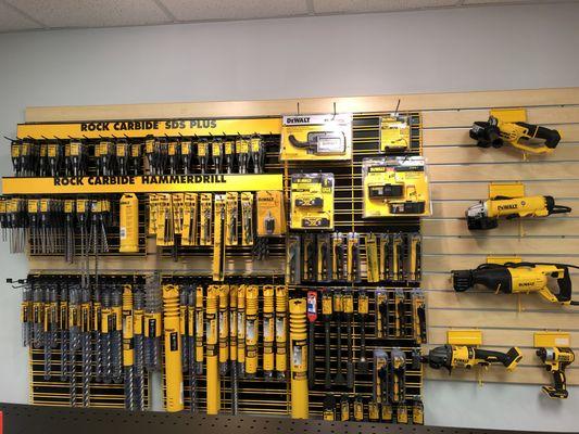 Fully stocked with Dewalt  SDS+, SDS-MAX, and Spline Drive Concrete drill bits.