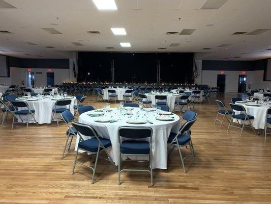 The Ballroom can accommodate seating for up to 350 people.