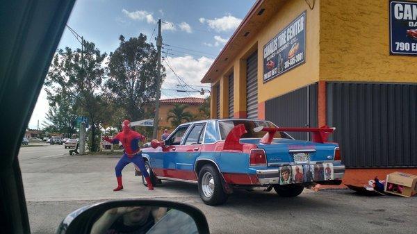 I had no idea Spiderman drove a classic Ford Crown Victoria!