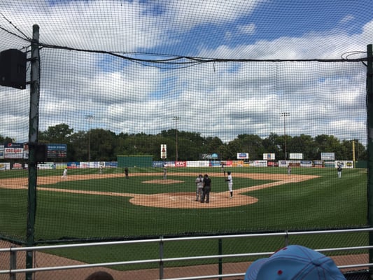 Right behind home plate