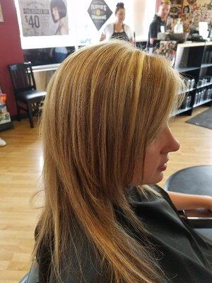 Carmel and blonde highlights