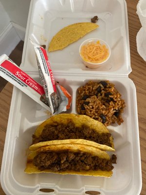 Tacos no veggies with meals