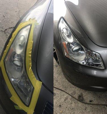 Headlight restoration: Before and after.