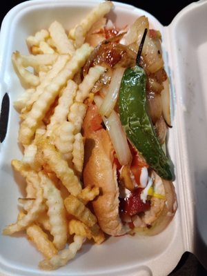 Hot dog and fries