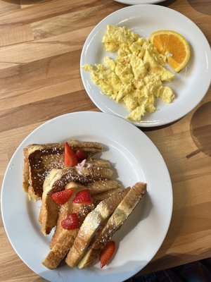 Strawberry & Cream Cheese Stuffed French Toast + Eggs