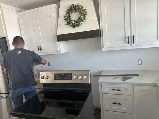 Prep for the backsplash to be installed