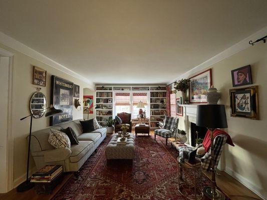 Fresh wall & ceiling paint in this charming Brookside living room.