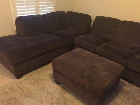 My sectional & ottoman that I got steamed cleaned (shampoo). Great job!