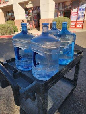 Carts available for transporting the water jugs